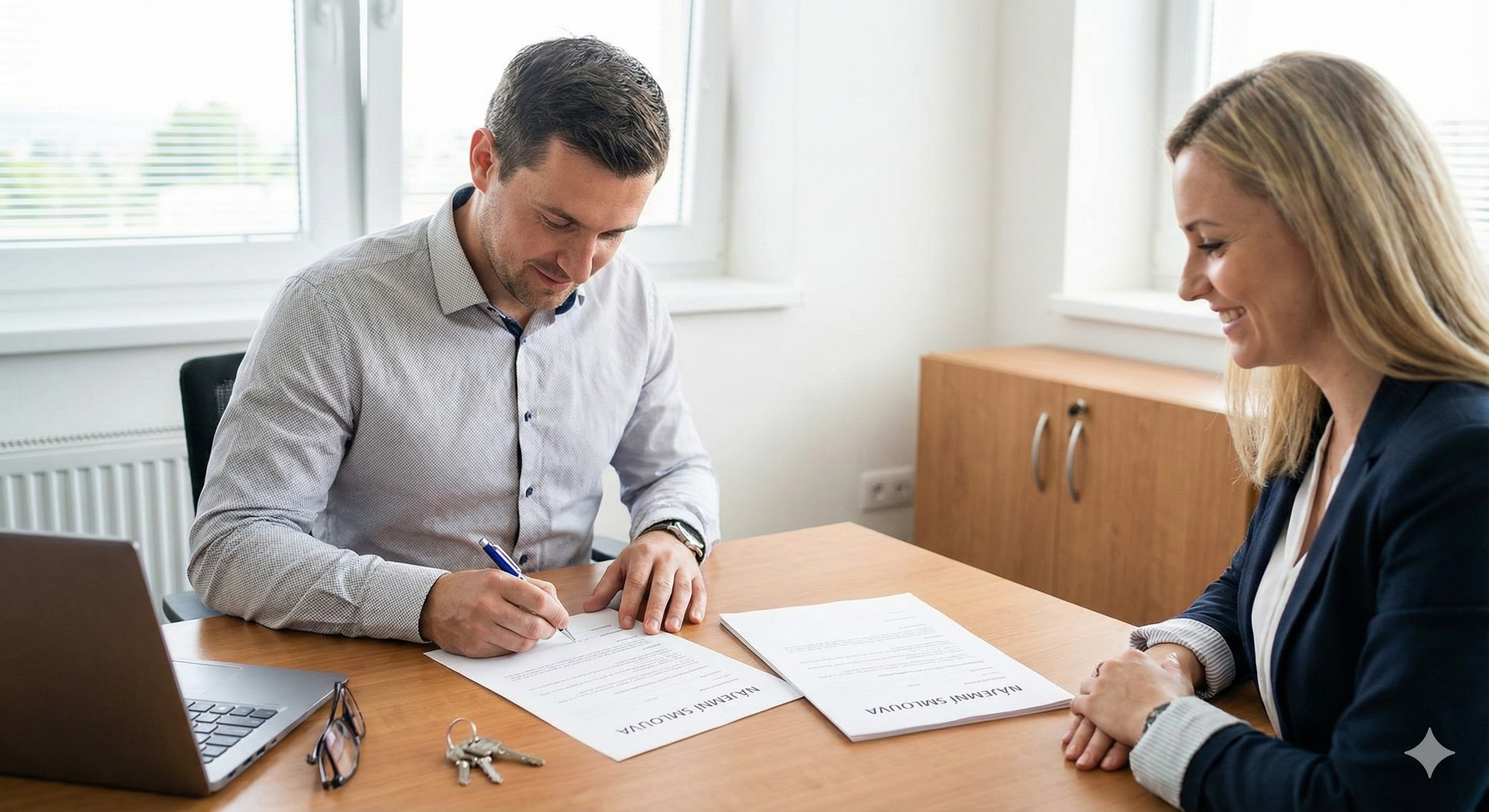 Uzavření najémní smlouvy podpise